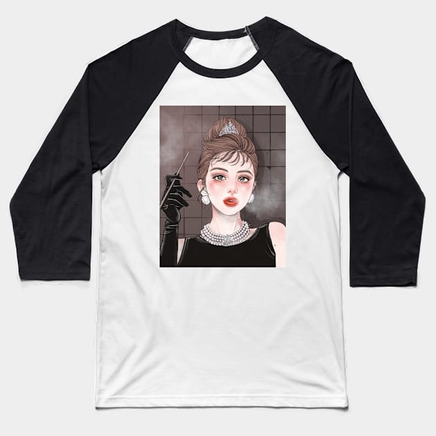 Audrey Hepburn Baseball T-Shirt by dahye